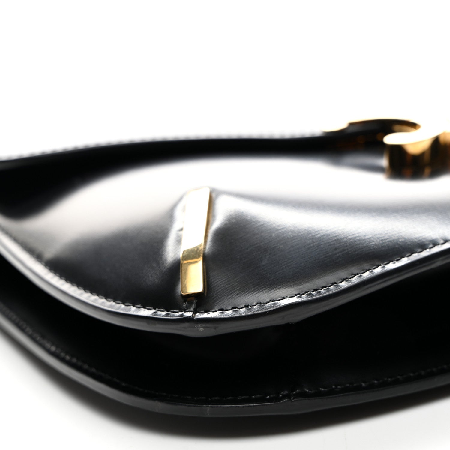 Celine Shiny Calfskin Chain Besace Triomphe Black 10 of 11