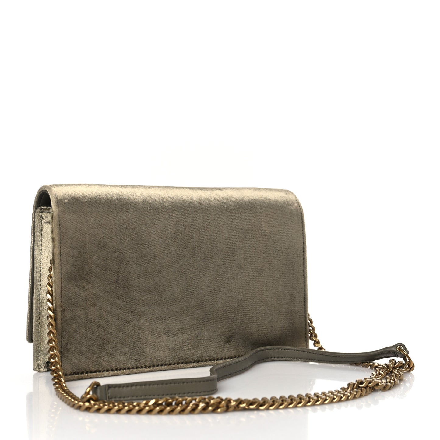 Velvet Medium Classic Monogram Kate Tassel Satchel Olive