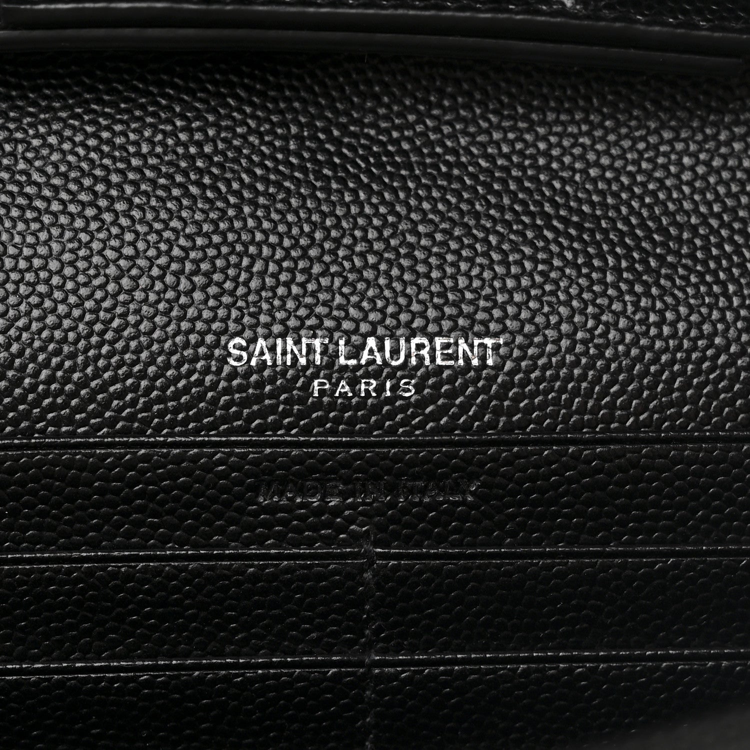Saint Laurent Grain De Poudre Matelasse Chevron Monogram Monochrome Chain Wallet Black 7 of 12