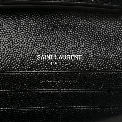 Saint Laurent Grain De Poudre Matelasse Chevron Monogram Monochrome Chain Wallet Black 7 of 12