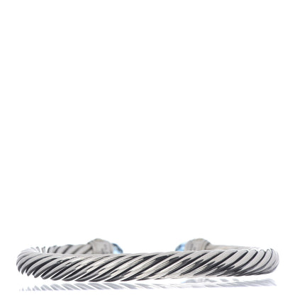 David Yurman Sterling Silver 14K Yellow Gold Blue Topaz 7mm Cable Classics Bracelet 3 of 5