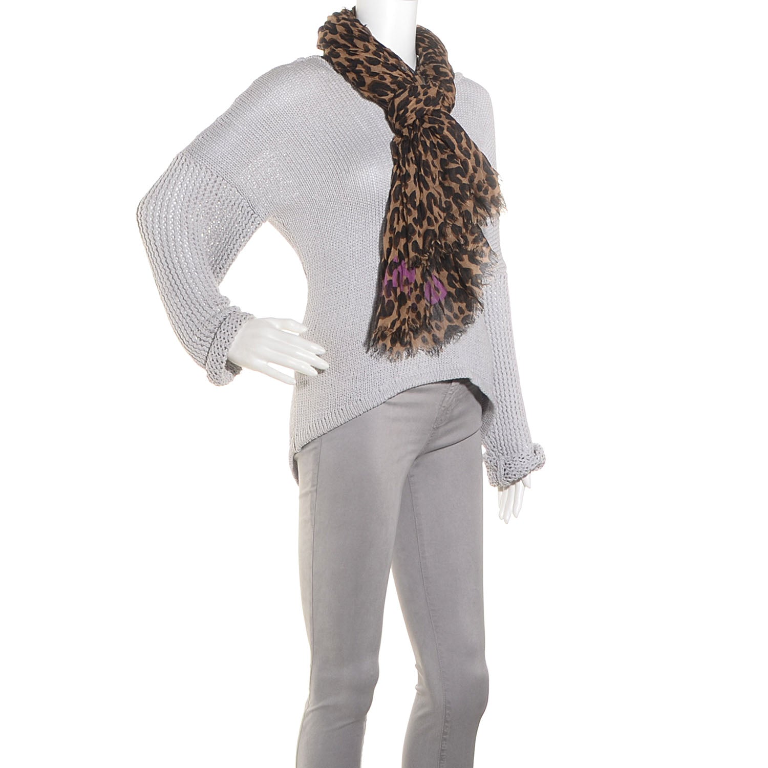 Louis Vuitton Cashmere Silk Leopard Stole Brown 2 of 6