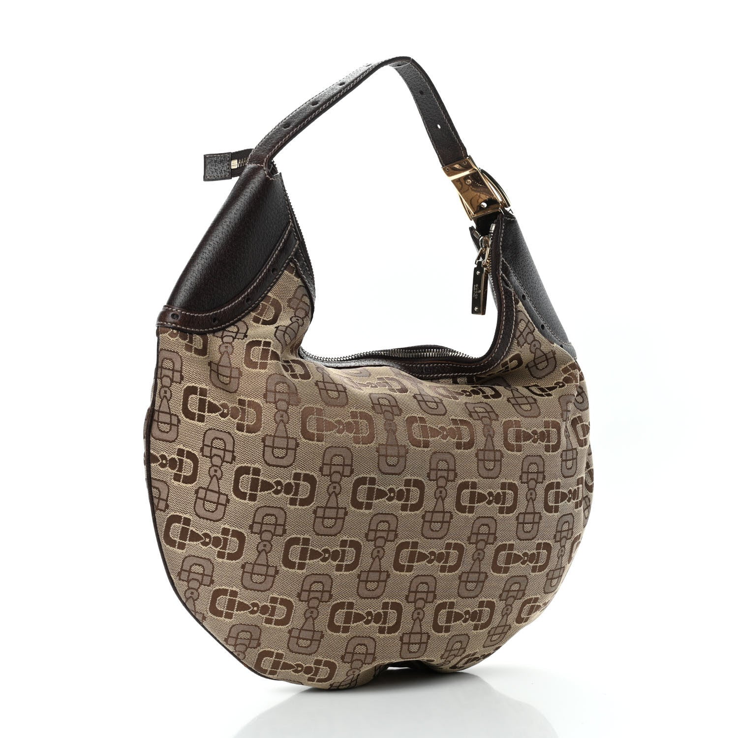 Gucci Canvas Horsebit Glam Hobo Dark Brown 3 of 10