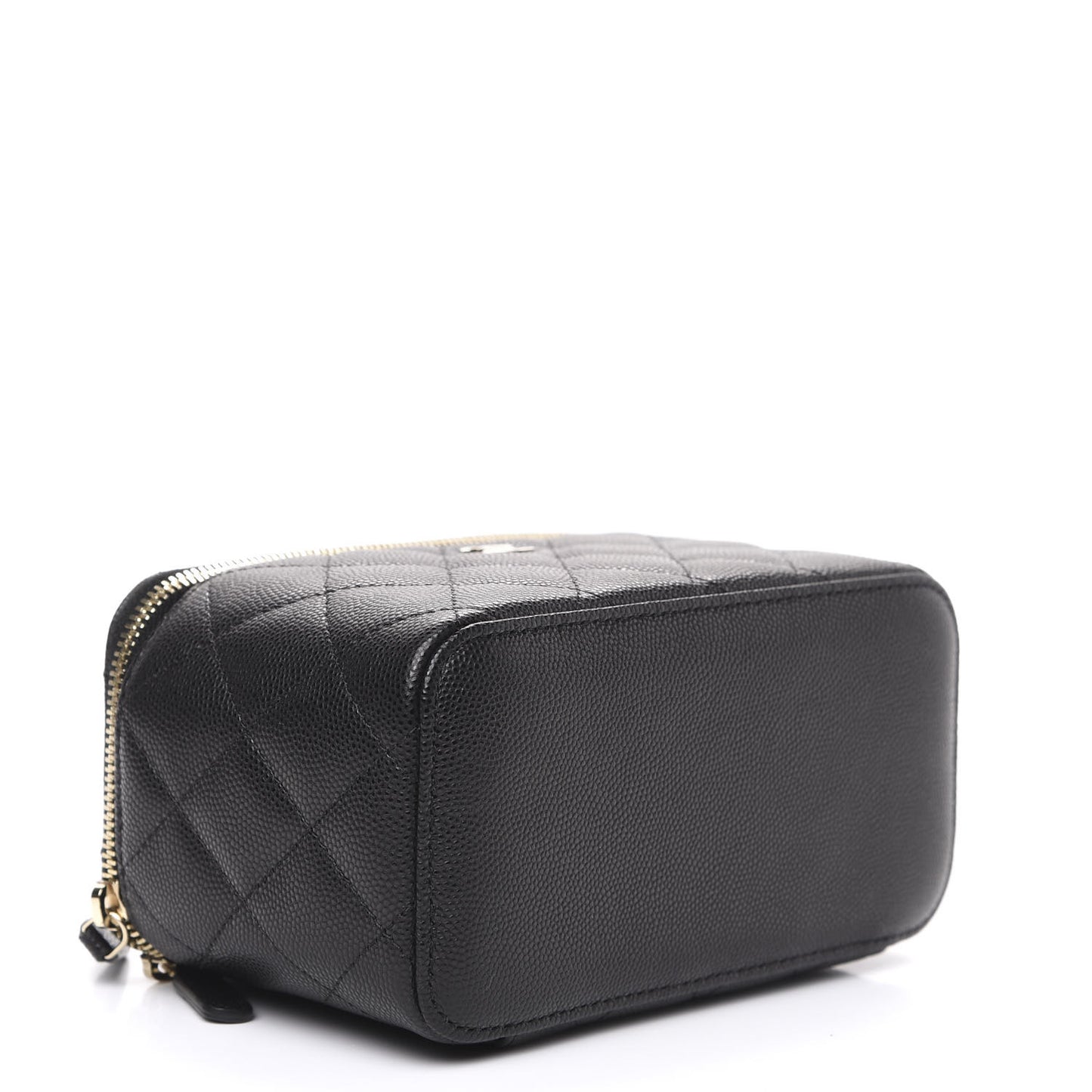 Caviar Quilted Small Vanity Case With Chain Black