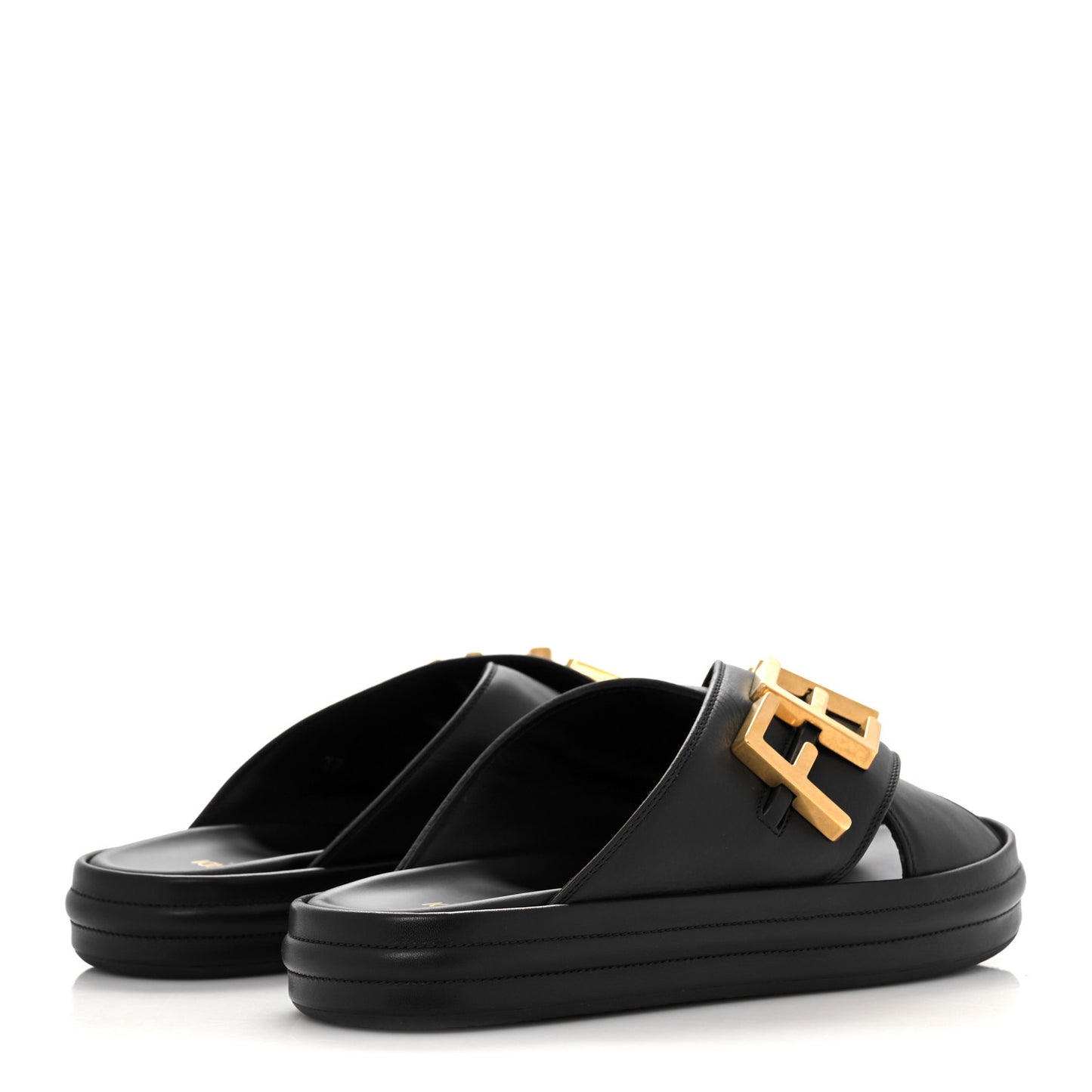 Vitello Womens Fendigraphy Slide Sandals 37 Black
