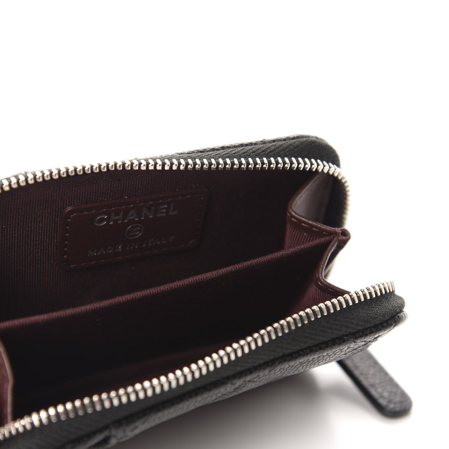 Caviar Quilted Zip Card Holder Black