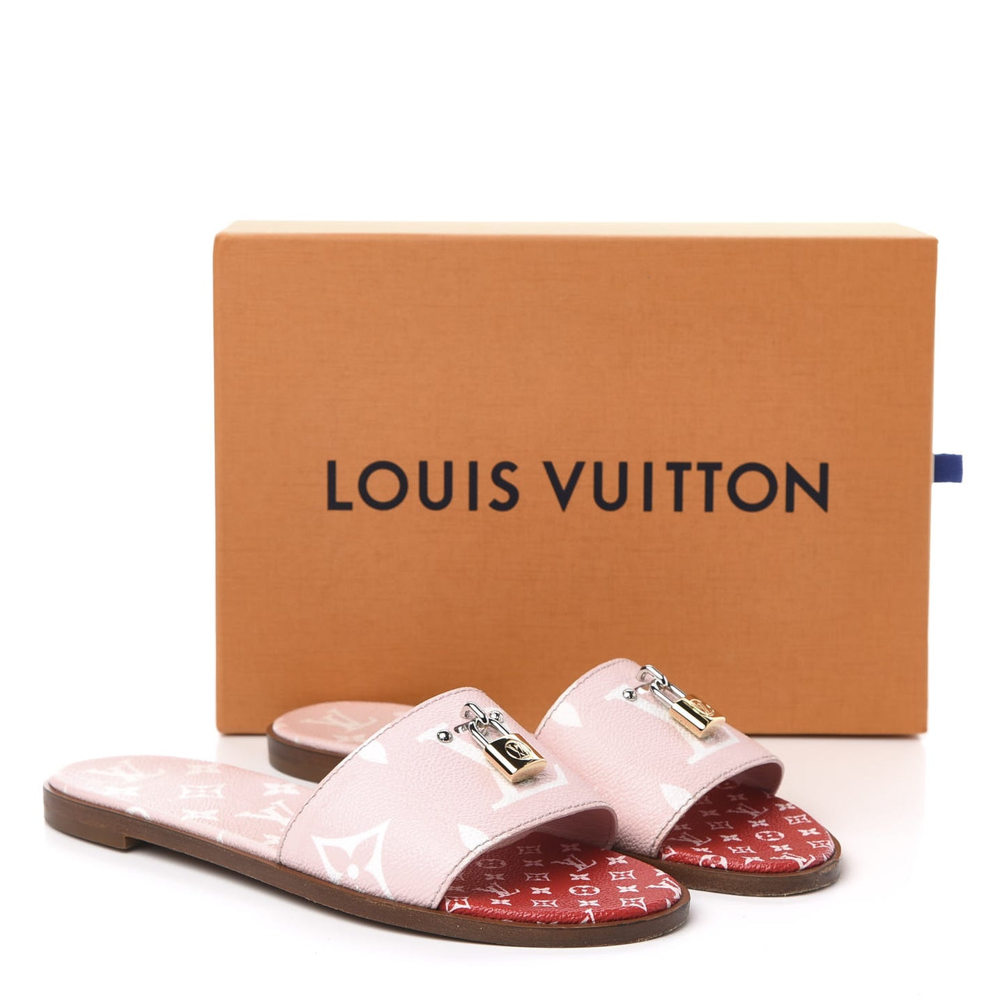 Monogram Giant Lock It Flat Mules 39 Rouge Rose