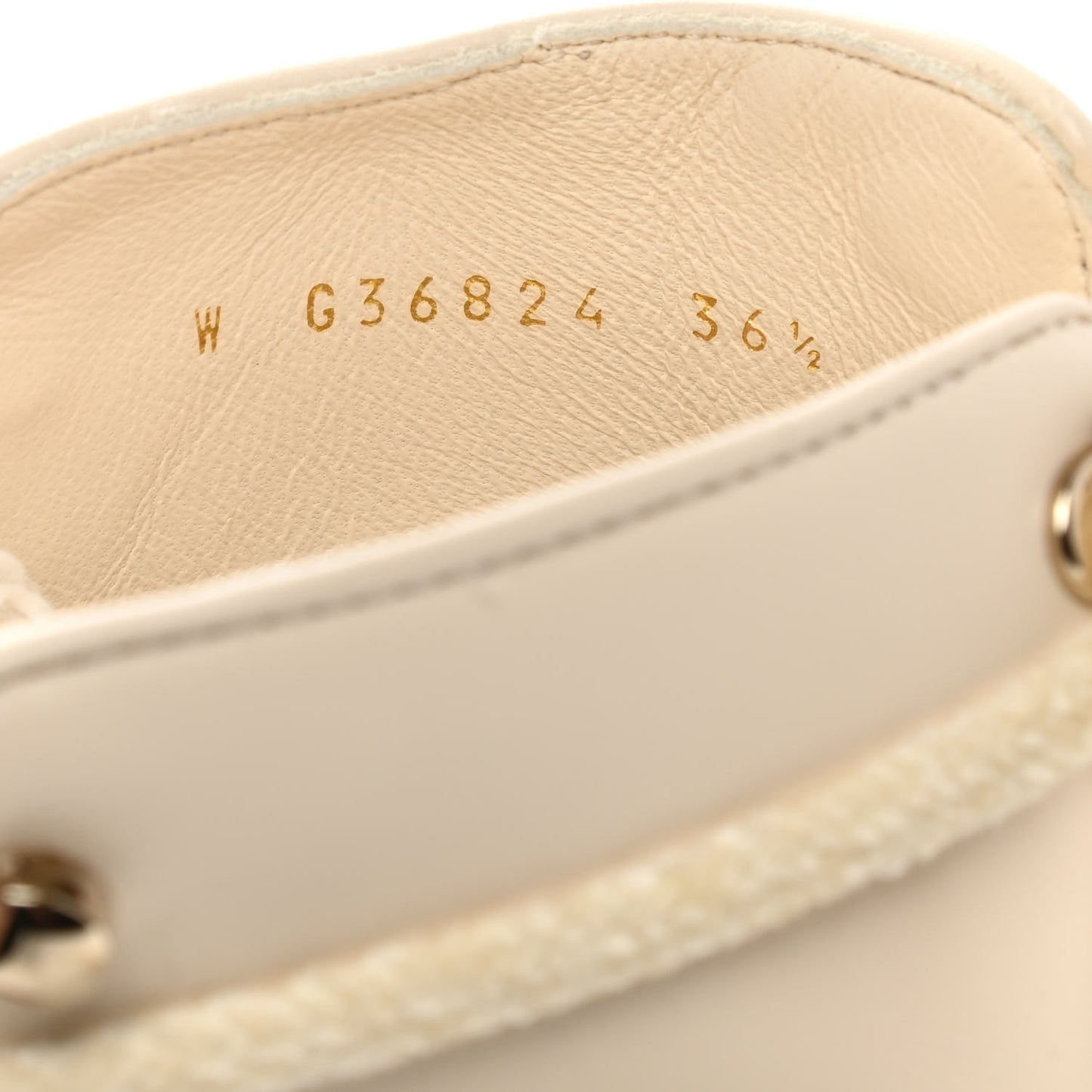 Calfskin Shearling CC Lace Up Boots 36.5 Light Beige Ivory