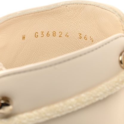 Chanel Calfskin Shearling CC Lace Up Boots 36.5 Light Beige Ivory 9 of 9