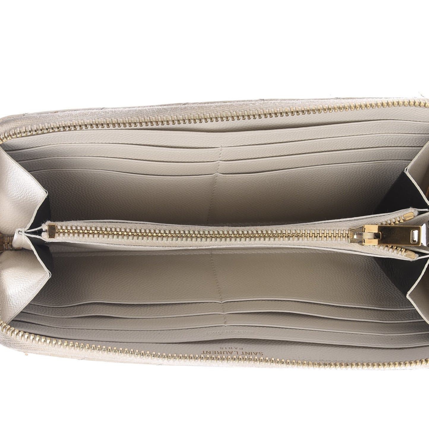 Grain De Poudre Matelasse Chevron Monogram Zip Around Wallet Porcellana