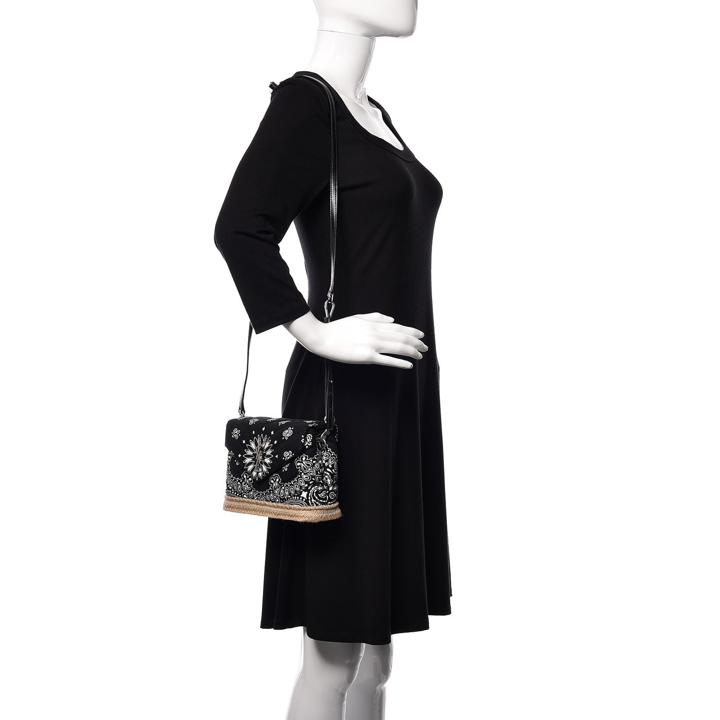Cotton Bandana Y Quilted Monogram Toy Loulou Crossbody Bag Black White