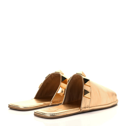 Valentino Garavani Metallic Nappa Roman Stud Slippers 39.5 Antique Brass 4 of 9