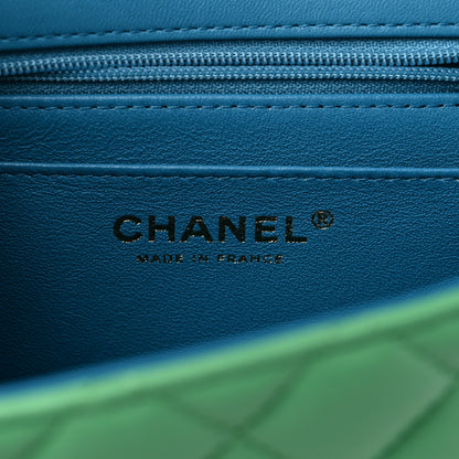 Chanel Lambskin Quilted Mini Rectangular Flap Green Blue 6 of 9