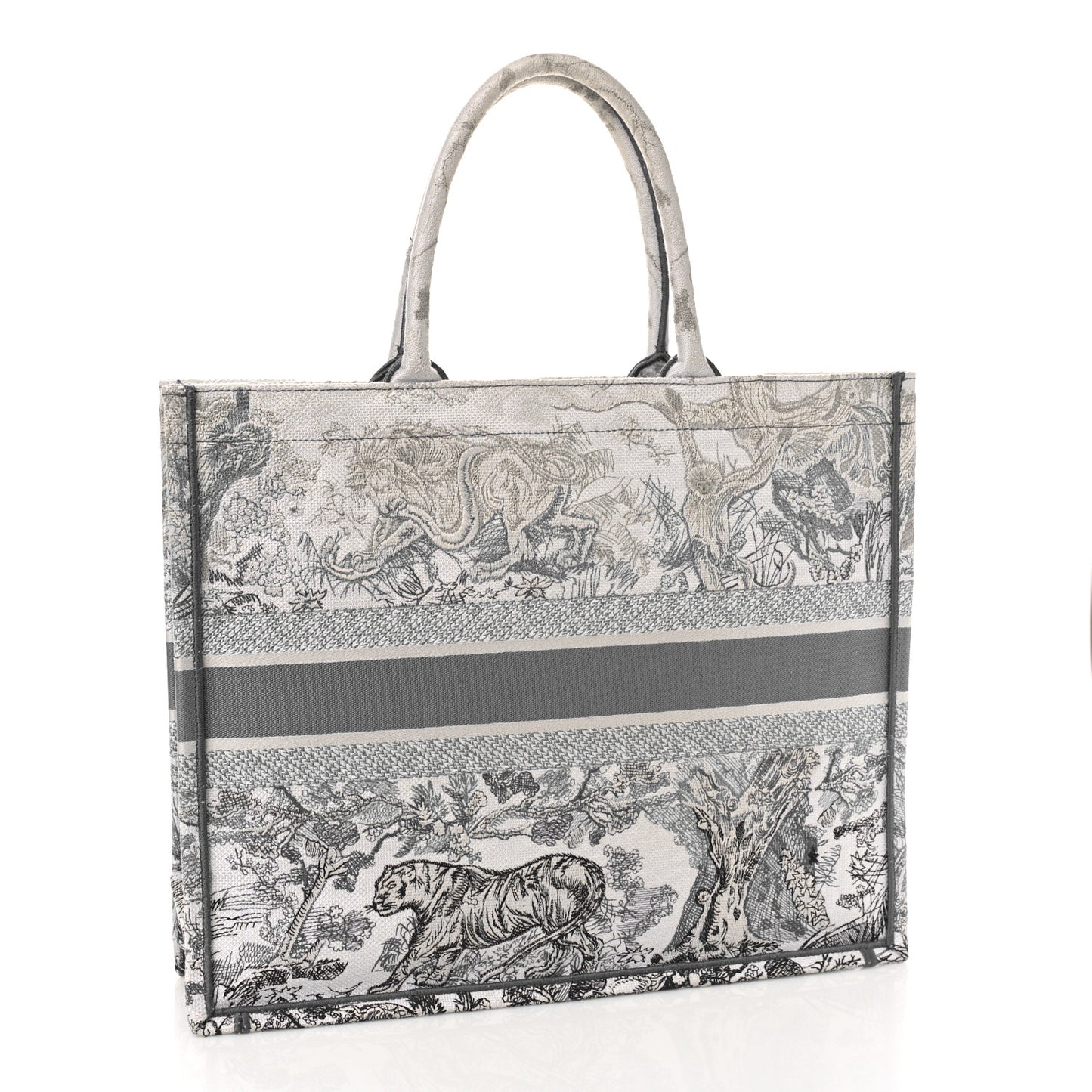 Gradient Canvas Embroidered Large Dioriviera Toile De Jouy Book Tote Grey