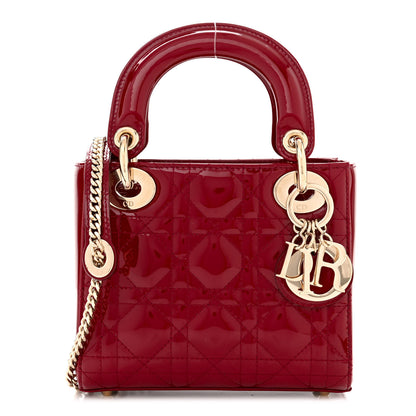 Christian Dior Patent Cannage Mini Lady Dior Red 1 of 10