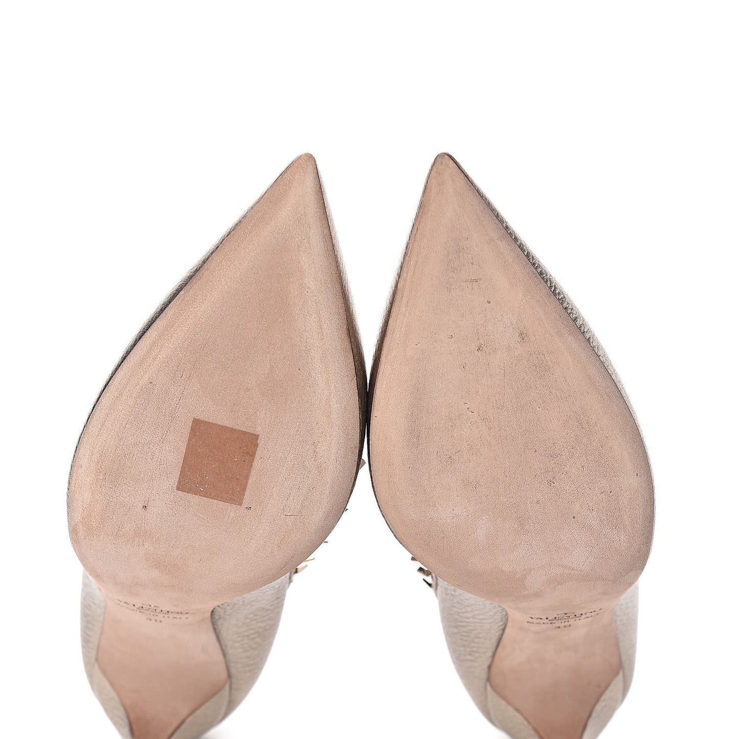 Metallic Pebbled Calfskin Rockstud 100mm Pumps 40 Skin Poudre