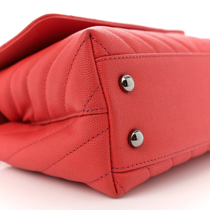 Chanel Caviar Chevron Quilted Mini Coco Handle Flap Red 9 of 11