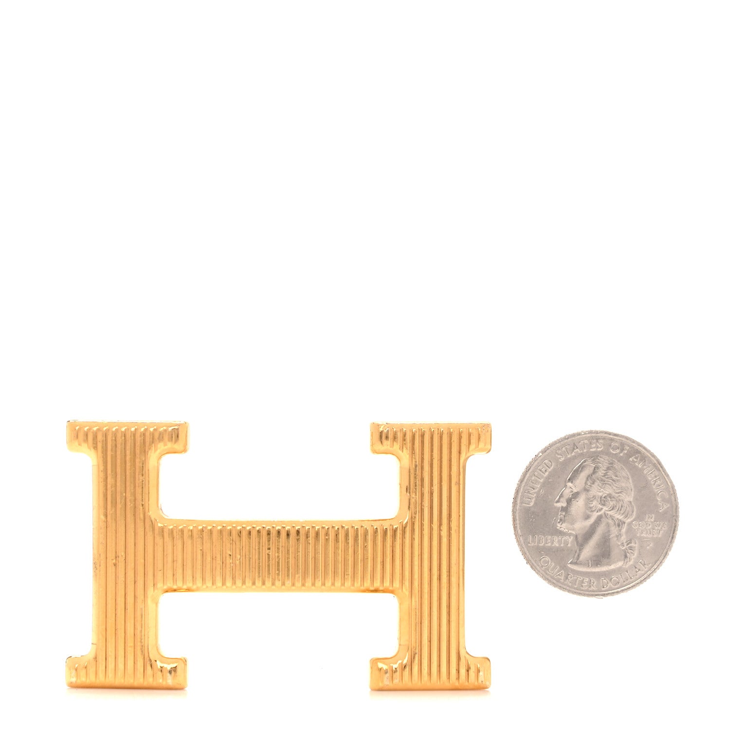 Hermes Brass Gold Plated 32mm Strie H Belt Buckle Gold 2 of 6