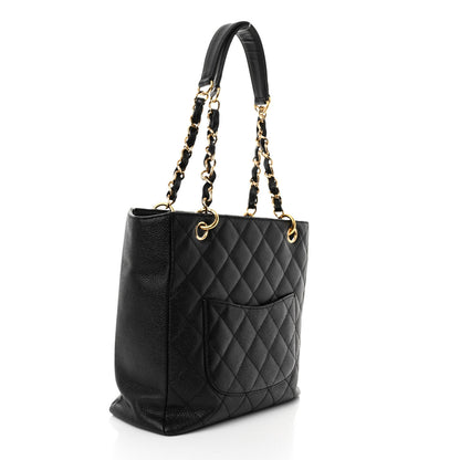 Chanel Caviar Quilted Petit Shopping Tote PST Black 3 of 10