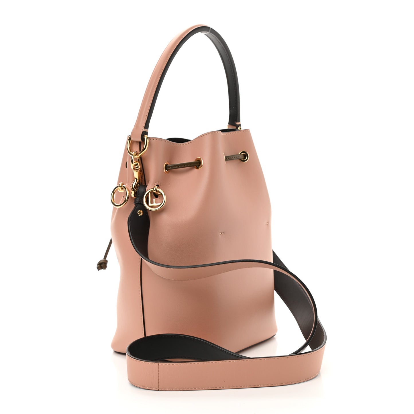 Vitello Grace F is Fendi Stamp Patch Perforated Small Mon Tresor Bucket Bag Rosa Bourbon