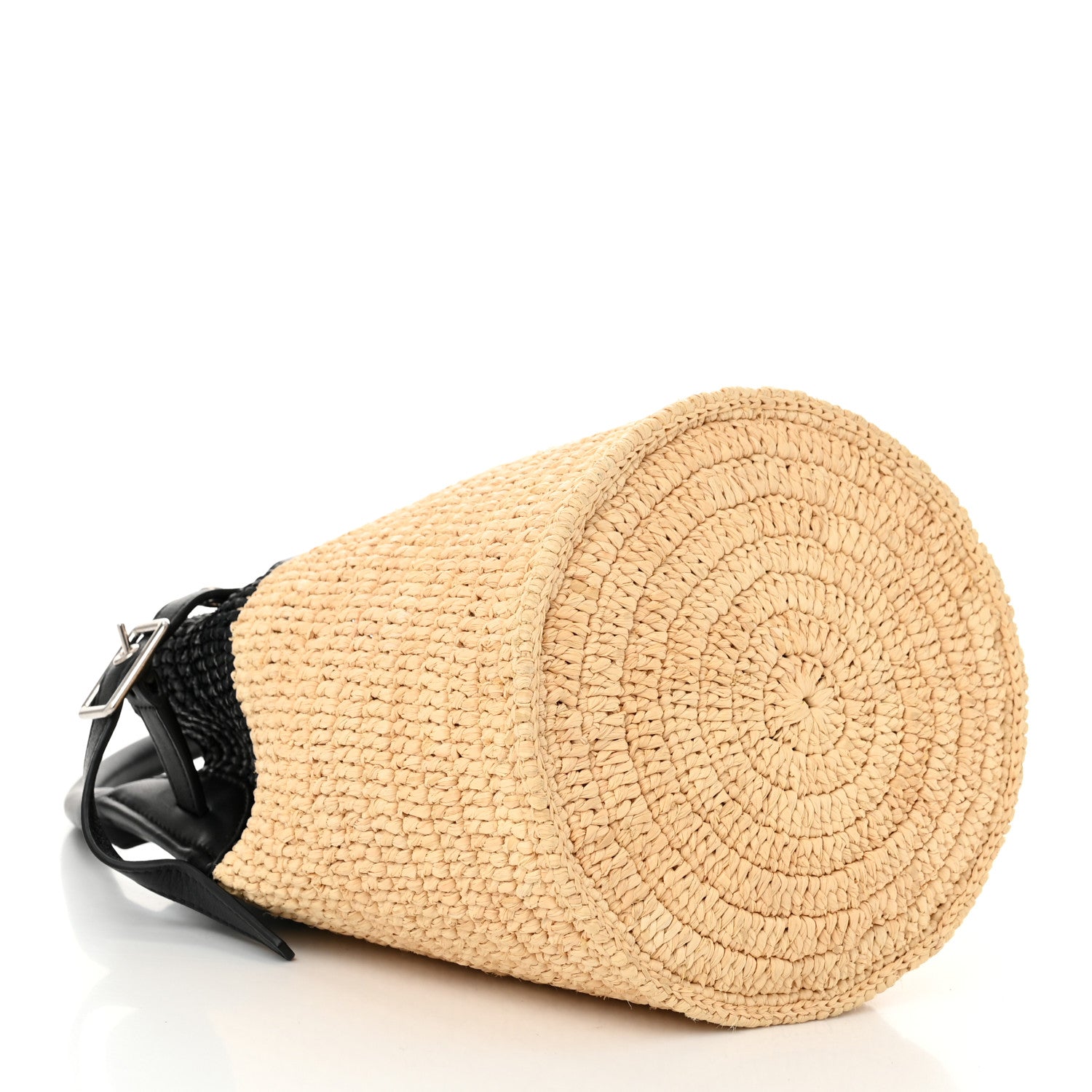 Celine Raffia Calfskin Nano Big Bag Bucket Black Natural 4 of 10