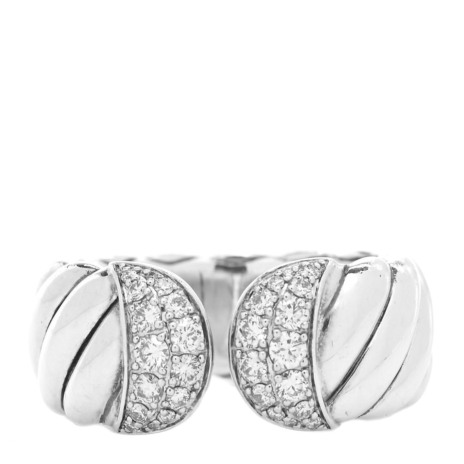 David Yurman Sterling Silver Diamond Sculpted Open Cable Ring 52 6 1 of 4