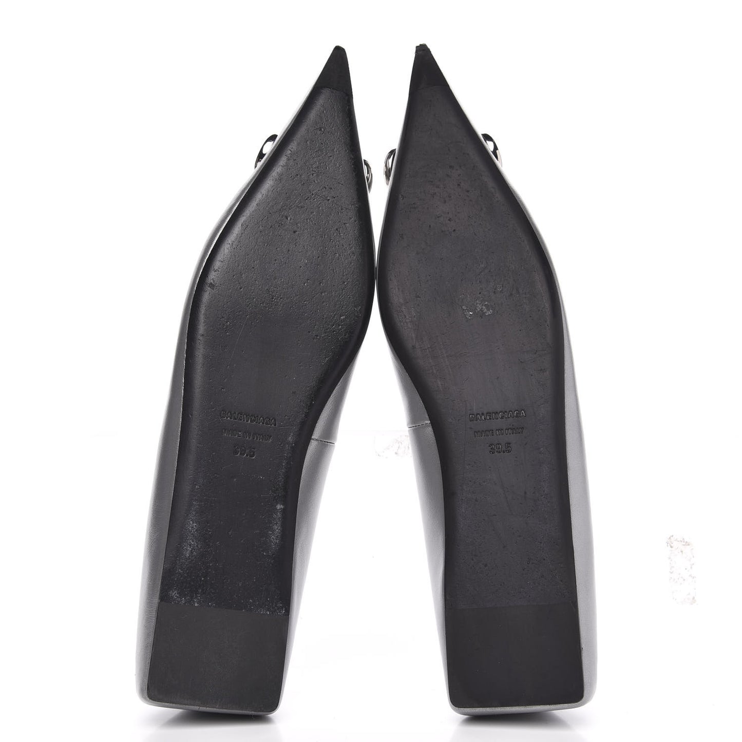 Metallic Calfskin BB Knife Pointy Toe Ballerina Flats 39.5 Silver Hardware