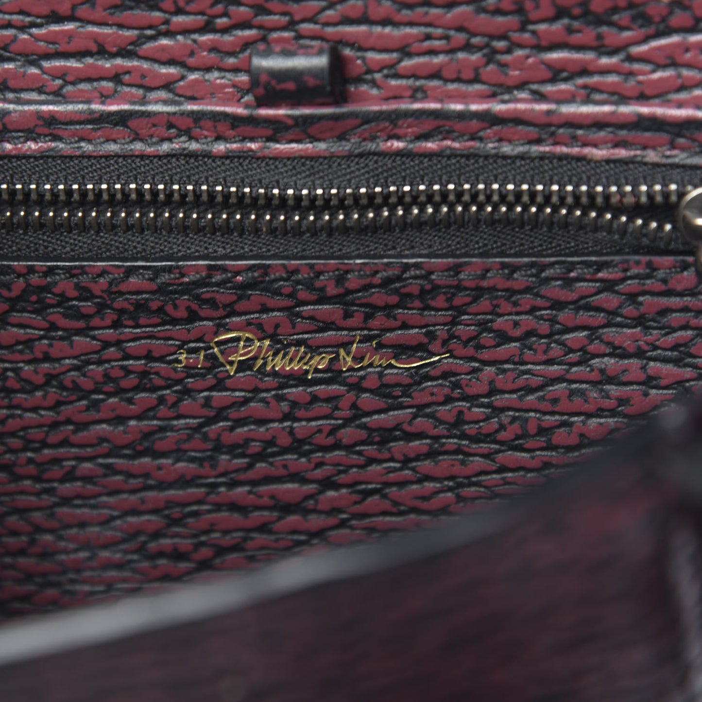 3.1 Textured Calfskin Mini Pashli Satchel Black Red