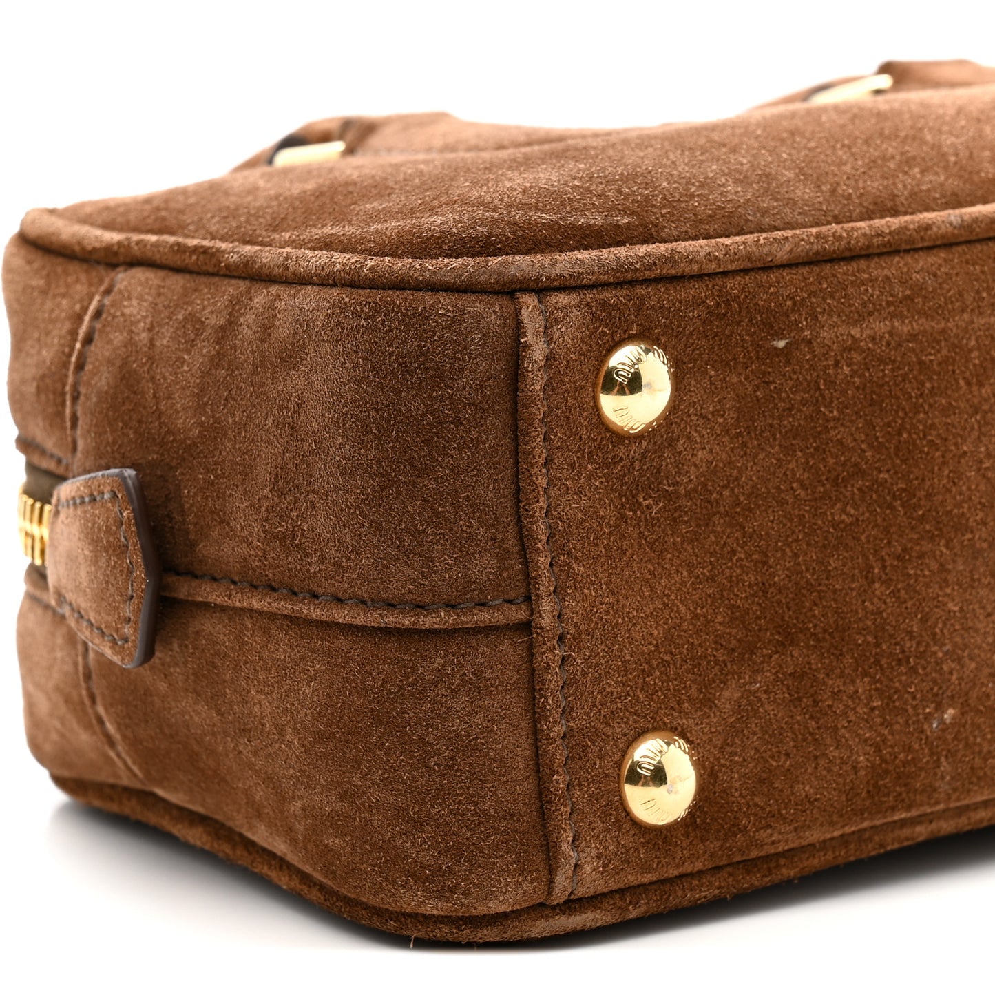 Suede Padded Regular Arcadie Top Handle Bag Cacao