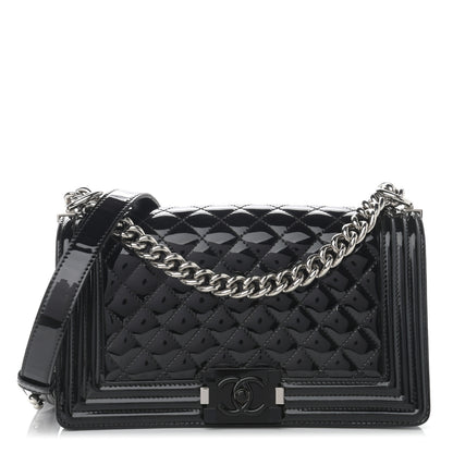 Chanel Patent Calfskin Quilted Medium Plexiglass Boy Flap Black 1 of 13