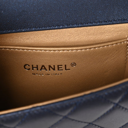 Chanel Iridescent Lambskin Quilted Chic Pearls Flap Navy Blue 6 of 11