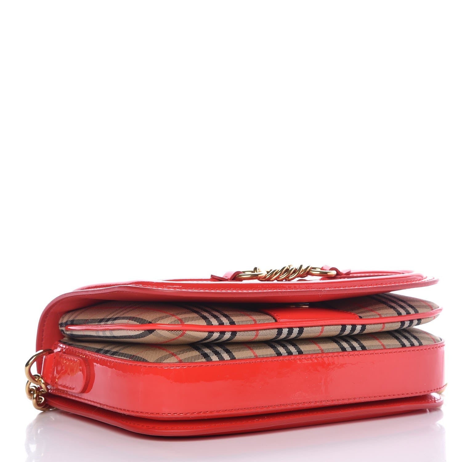 Burberry Patent 1983 Knight Check Link Shoulder Bag Bright Red 4 of 8