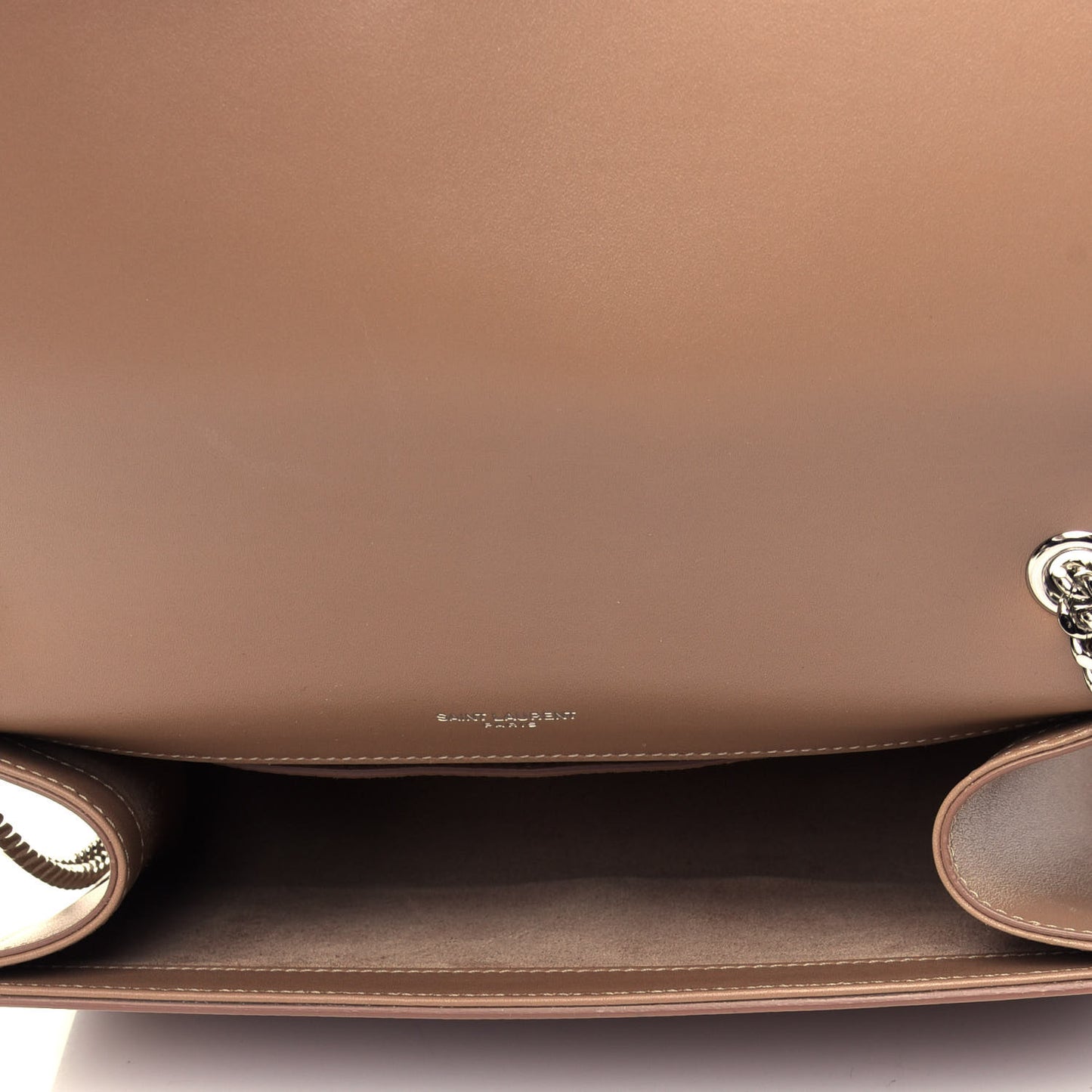 Smooth Calfskin Medium Classic Monogram Kate Tassel Satchel Dark Beige