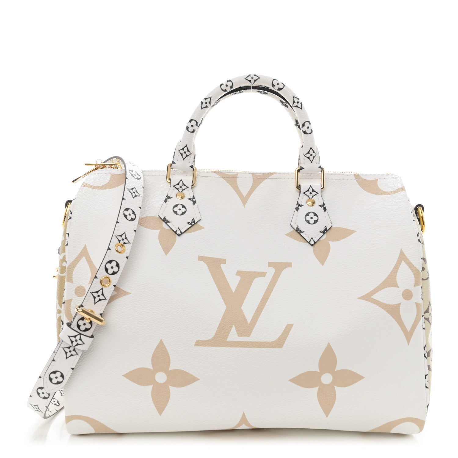 Louis Vuitton Monogram Giant Speedy Bandouliere 30 Kaki Beige 1 of 10