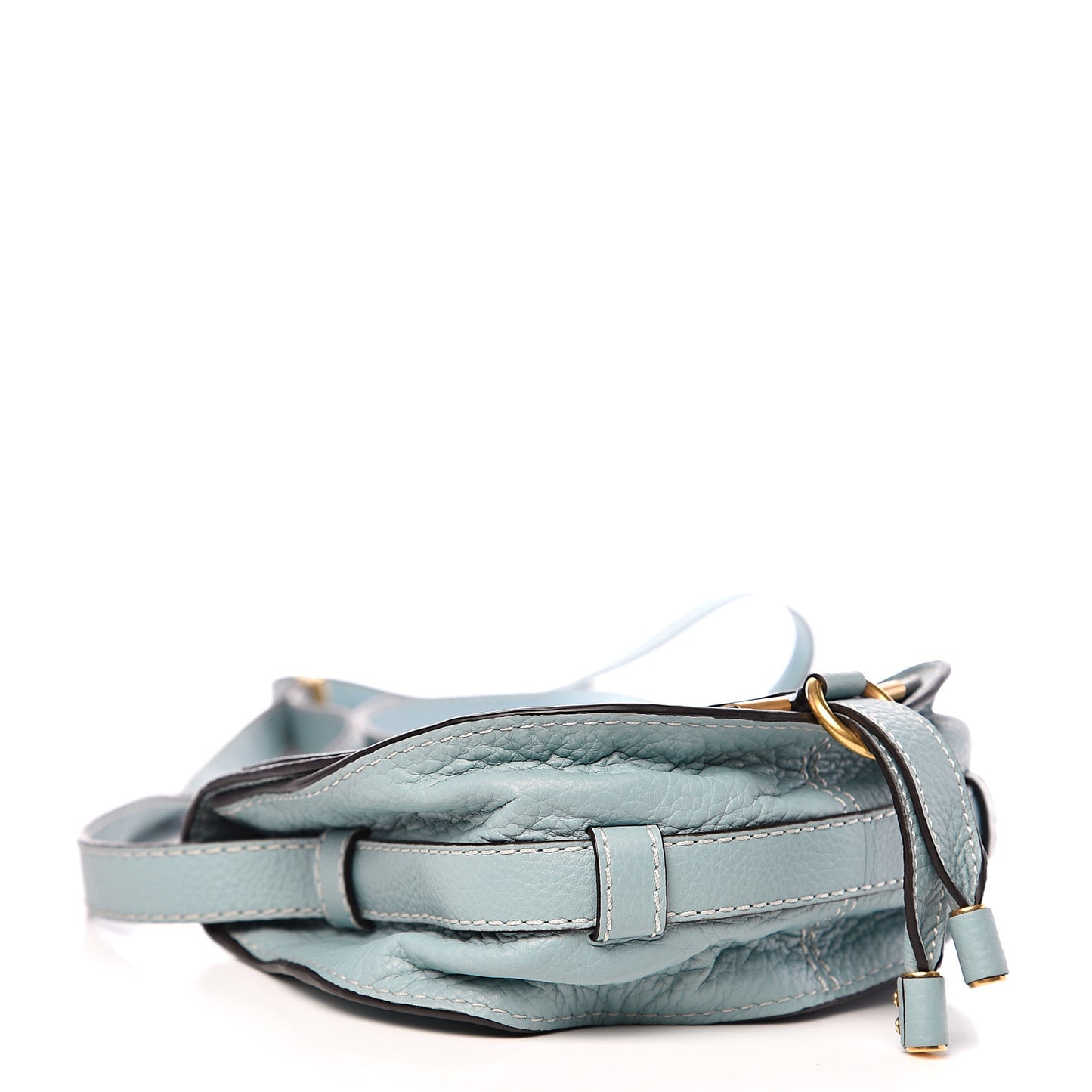 Calfskin Mini Marcie Round Crossbody Bag Faded Blue