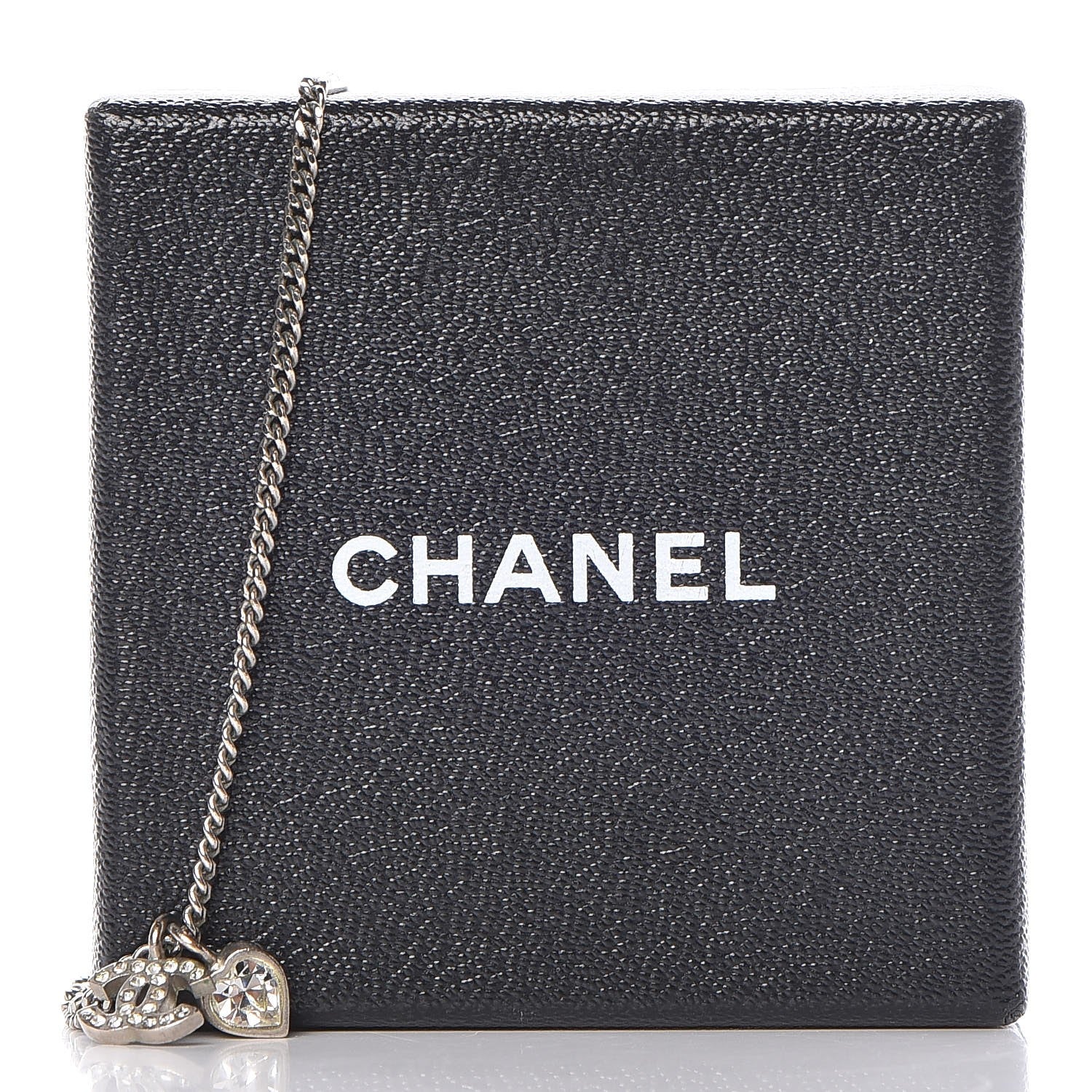 Chanel Crystal Mini Heart CC Necklace Silver 8 of 8