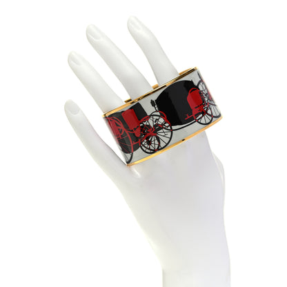 Hermes Enamel Printed Extra Wide Wheels Of Carriage Caleche Bracelet 65 2 of 5