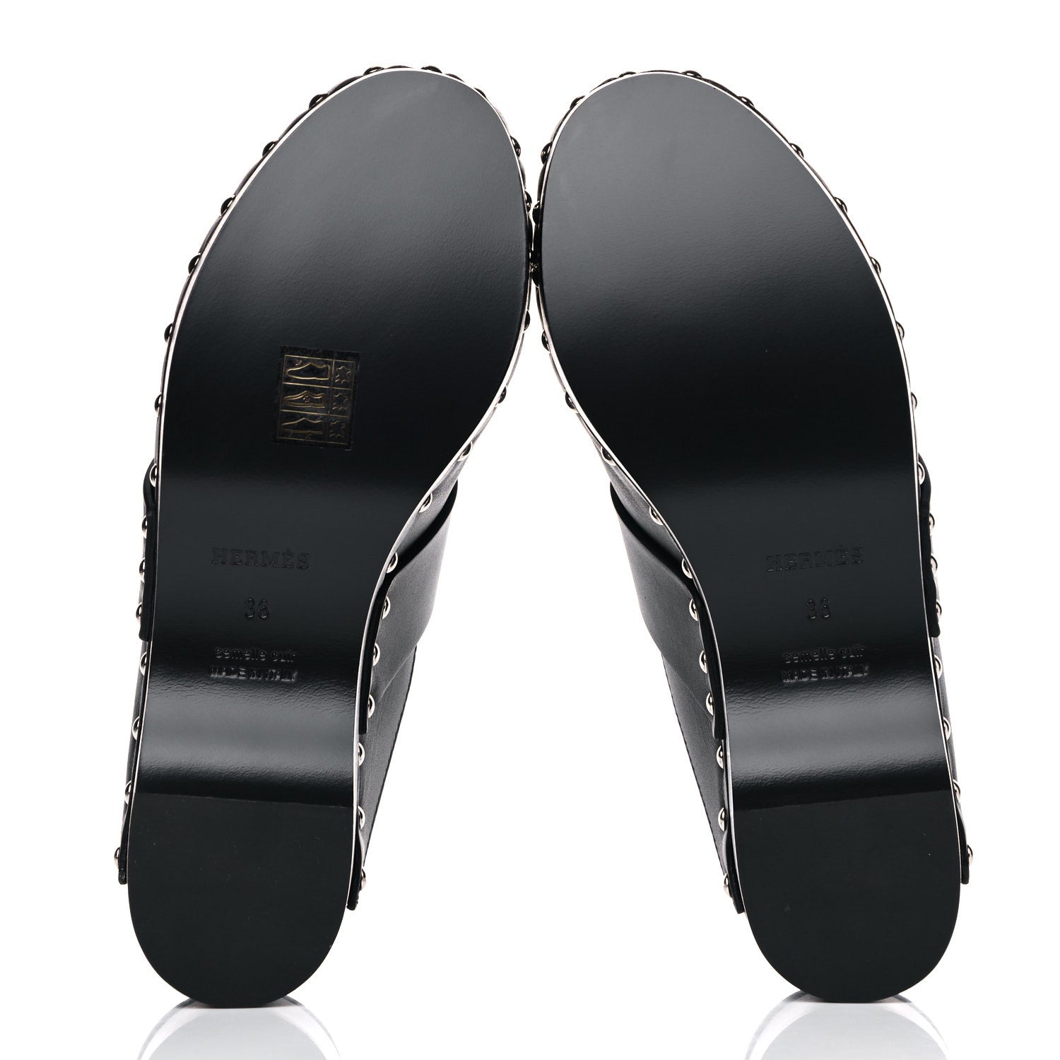 Hermes Calfskin Calya Mules 36 Black 5 of 9