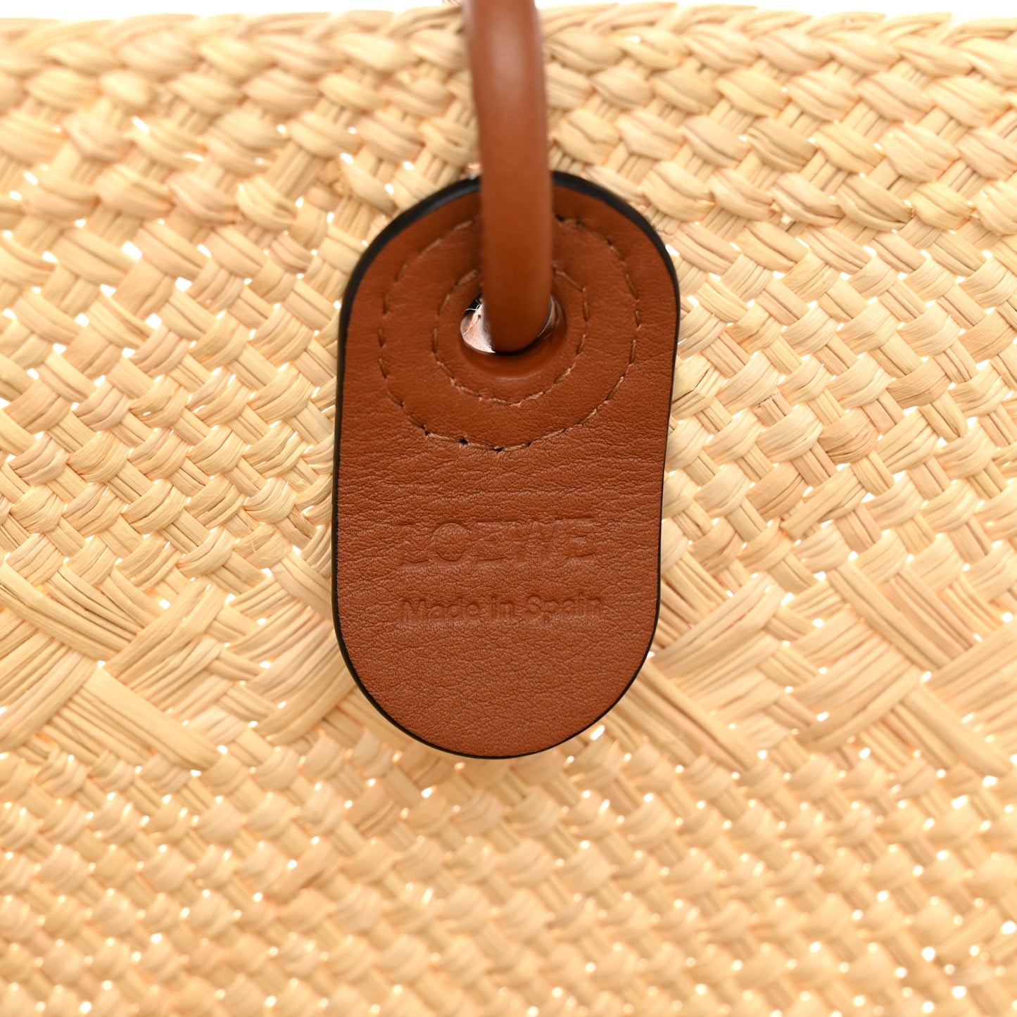 Calfskin Raffia Paulas Ibiza Large Anagram Basket Tote Bag Natural Tan