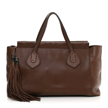 Gucci Pebbled Calfskin Large Lady Tassel Top Handle Bag Brown 1 of 20
