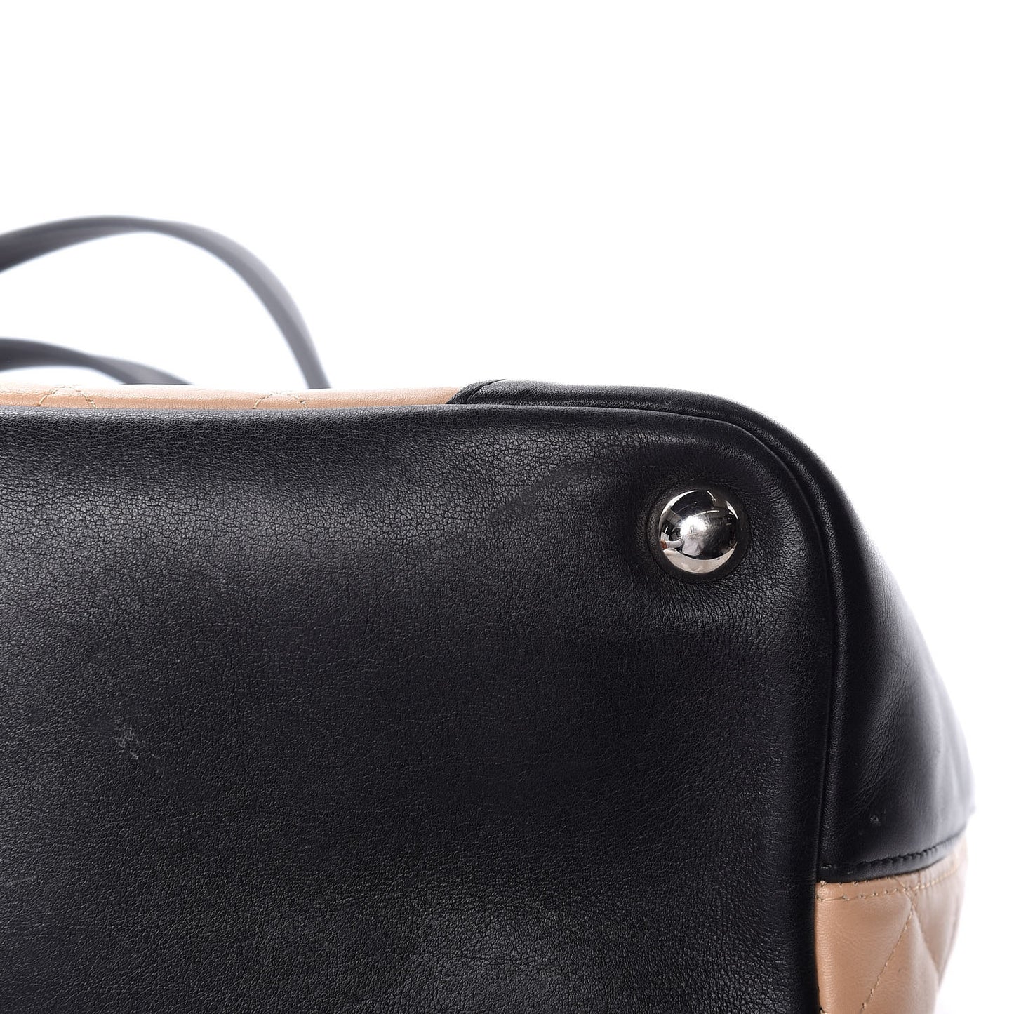 Calfskin Quilted Large Cambon Tote Beige Black