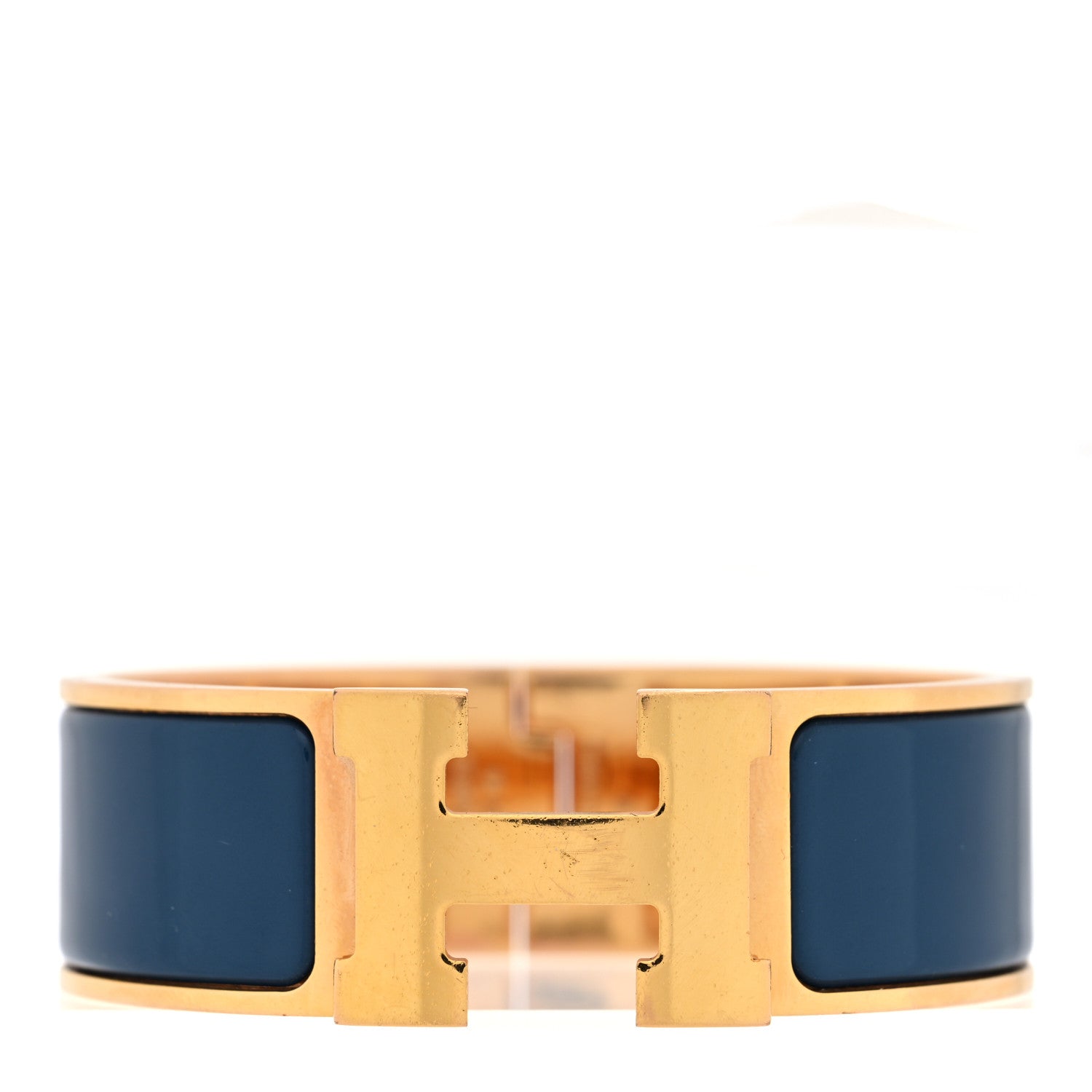Hermes Enamel Wide Clic Clac H Bracelet PM Bleu Canard 1 of 4