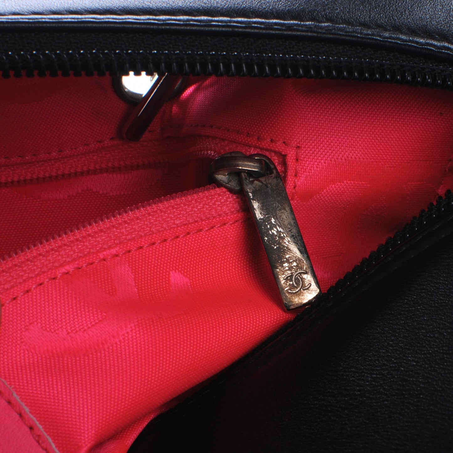 Calfskin Quilted Small Cambon Multipocket Reporter Black