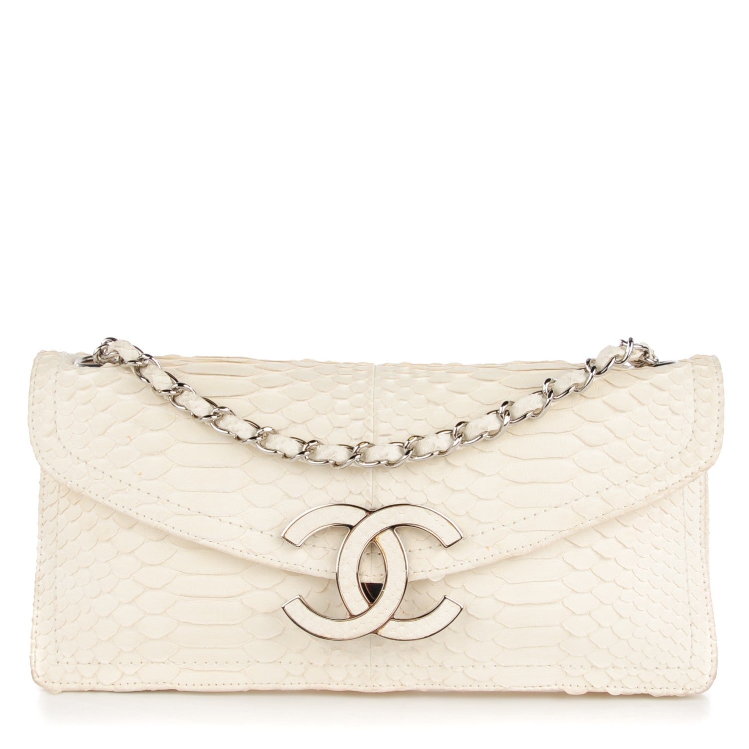 Chanel Python Pochette Flap White 1 of 9