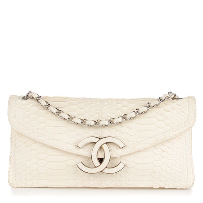 Chanel Python Pochette Flap White 1 of 9