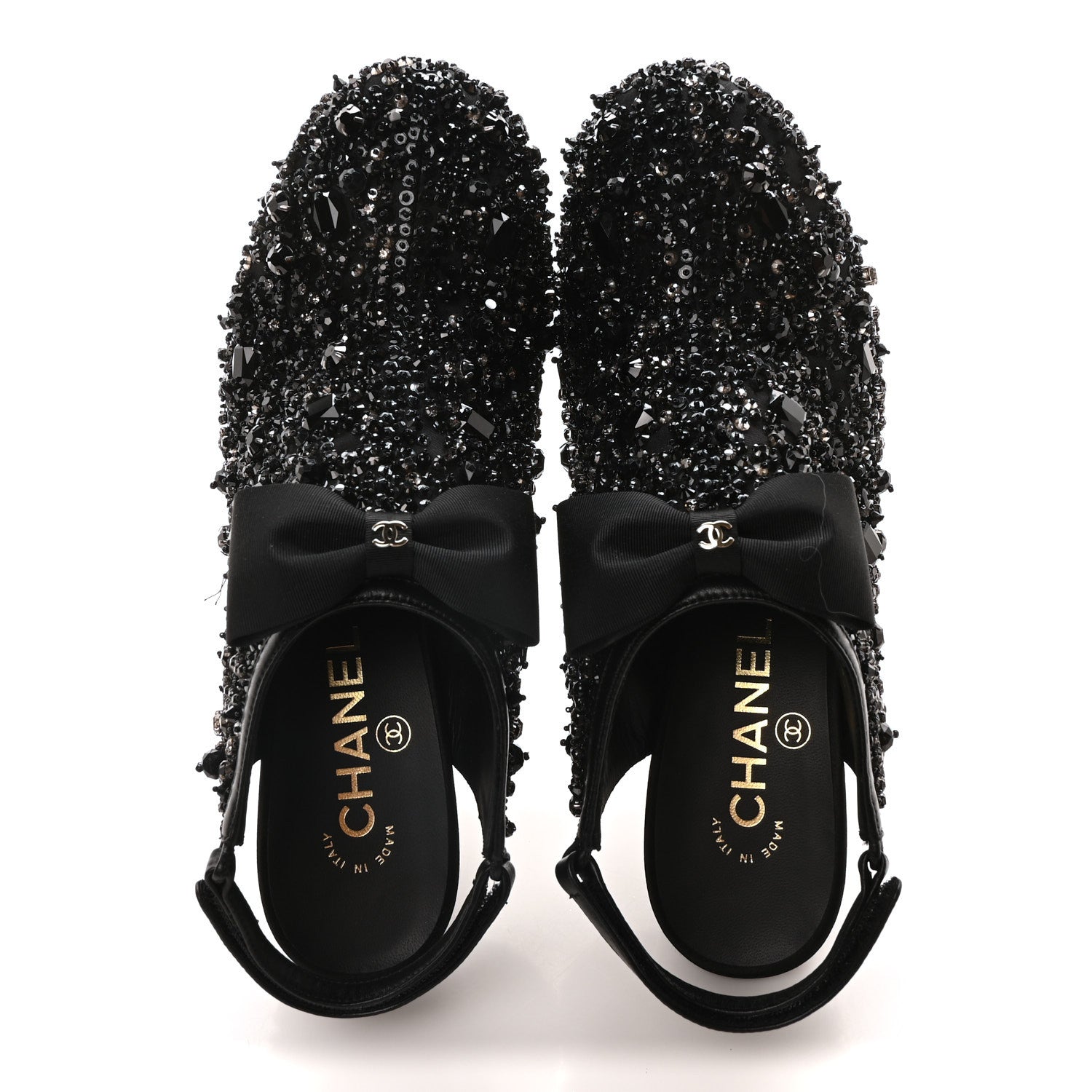 Chanel Grosgrain Beaded Bow Slingback Boots 38.5 Black 2 of 8