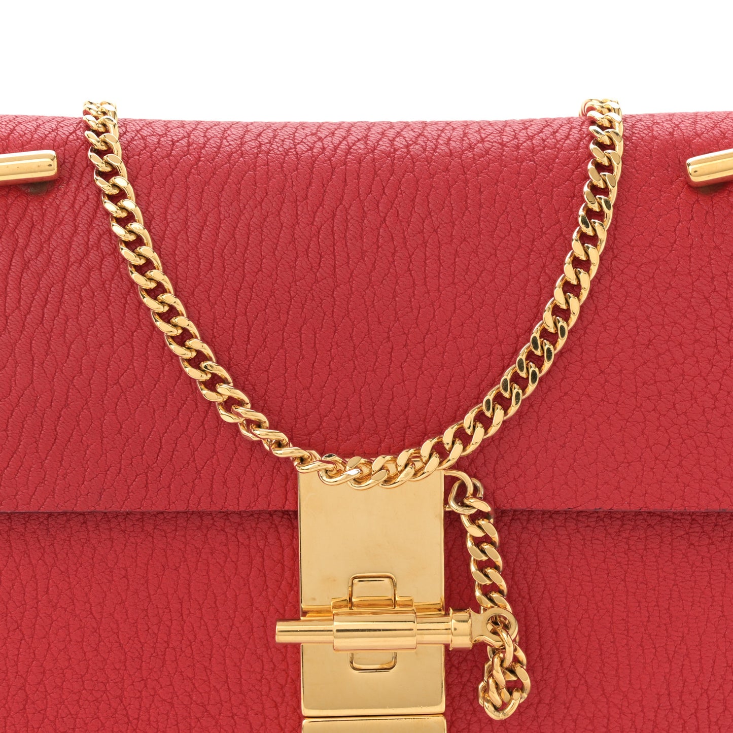 Grained Lambskin Mini Drew Shoulder Bag Plaid Red