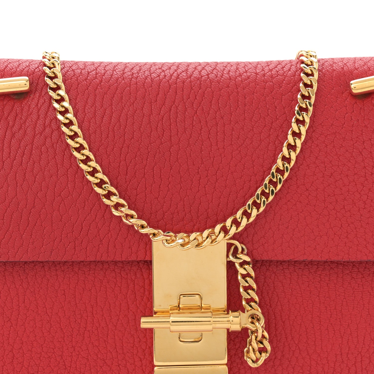 Chloe Grained Lambskin Mini Drew Shoulder Bag Plaid Red 8 of 11
