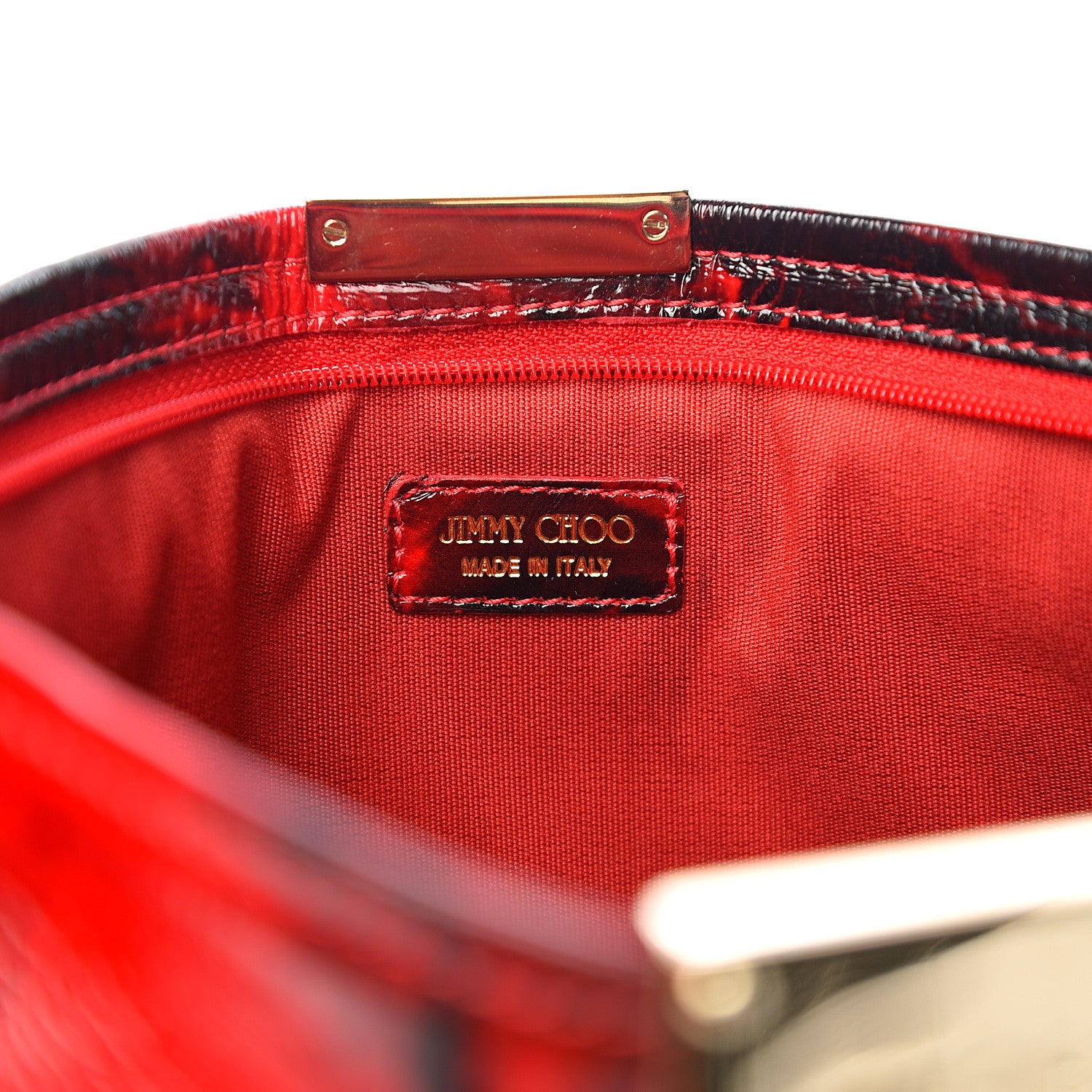 Jimmy Choo Patent Clutch Red Black 5 of 5