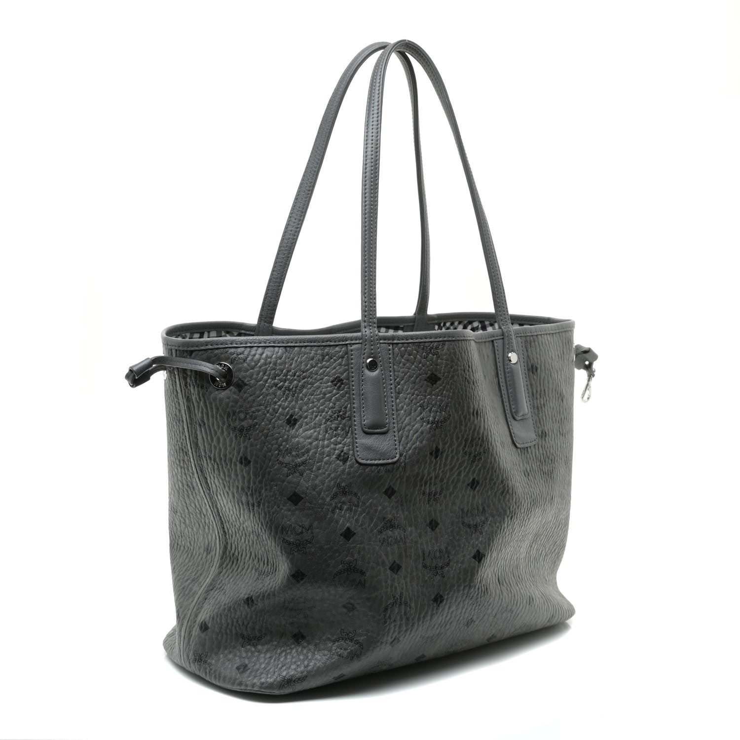 MCM Visetos Medium Liz Reversible Shopper Tote Phantom Grey 3 of 8